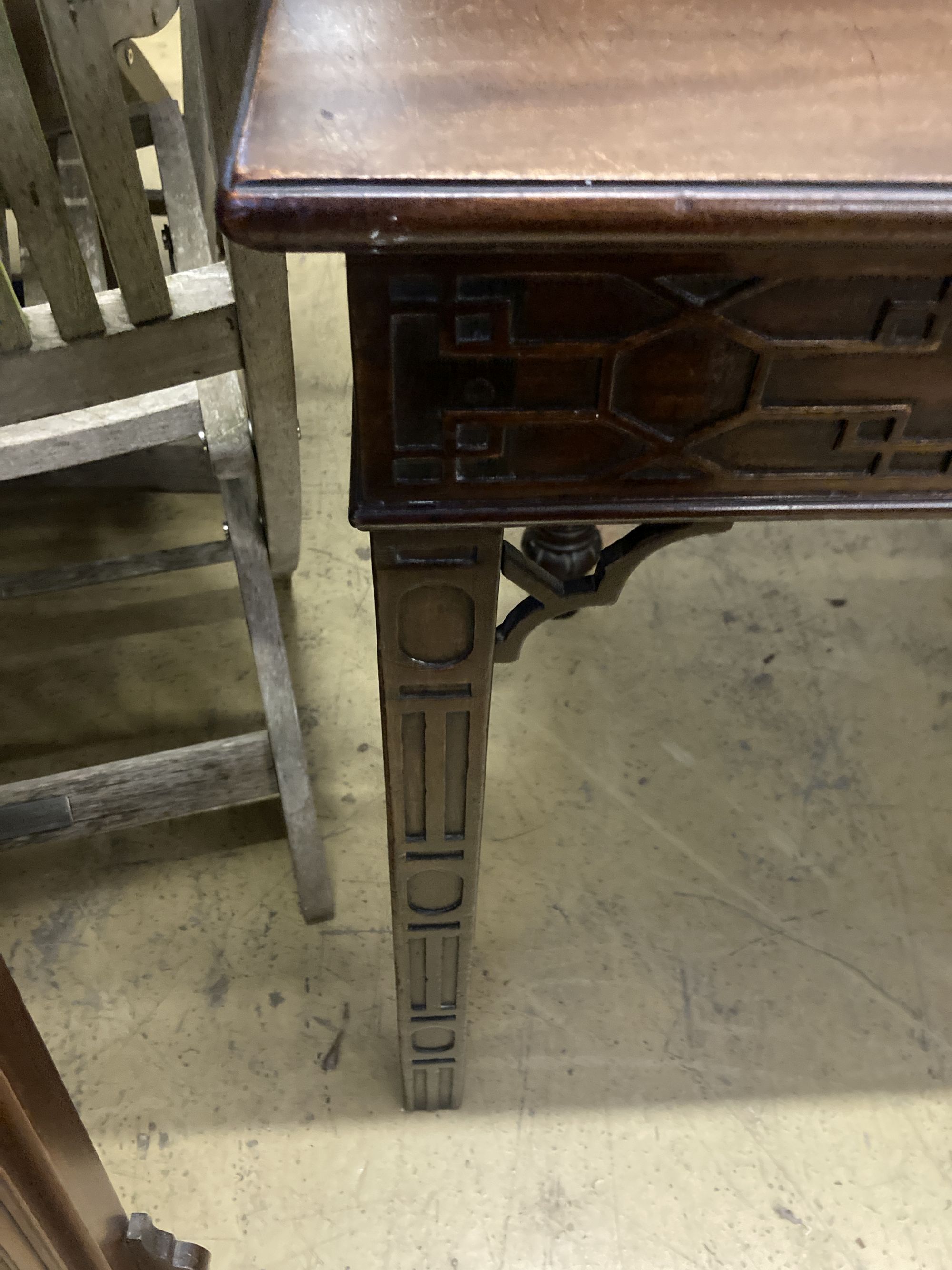 A Chippendale style side table, width 86cm, depth 44cm, height 71cm